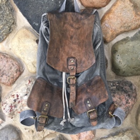 Bed Stu Handbags - Bedstu Leather Canvas Backpack